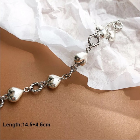 NEW HEART 925 STERLING SILVER BRACELET - Picture 5 of 5